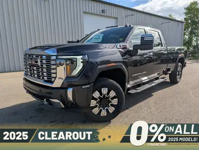 The 2025 GMC Sierra 3500HD Denali 4WD Crew Cab Long Box in a striking gray finish is an impressive f...