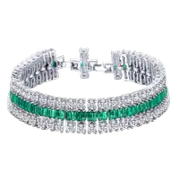 925-Sterling-Silver Moissanite Emerald Tennis Bracelet