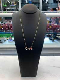 NEW! 10K Gold Infinity Necklace w/Enamel & CZ Accents