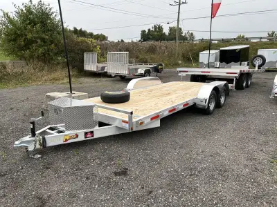 Miska 16' Silver Bullet Deluxe Aluminum Car Hauler These Canadian made Tandem Axle Aluminum Flatbed...
