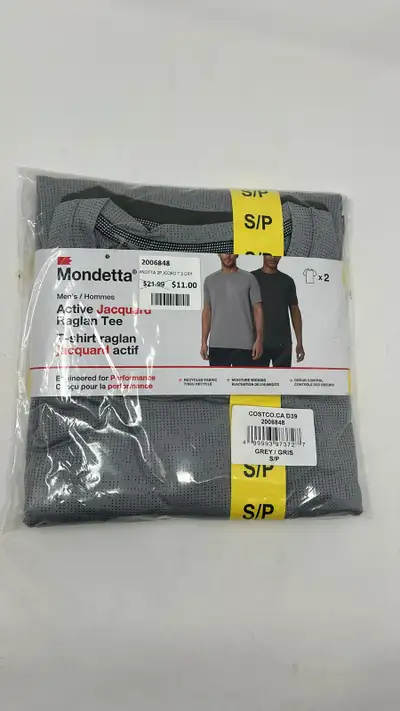 BRAND NEW 2 PACK MONDETTA ACTIVE JACQUARD RAGLAN TEE SIZE S, View more