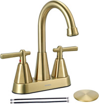 Brushed Gold Bathroom Sink Faucet, SBOSBO 4
