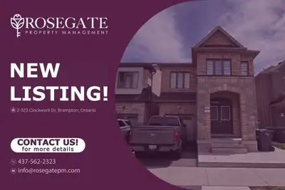 Spacious 3-Bedroom Basement Apartment with Parking – Brampton Welcome to 2–323 Clockwork Drive, Bram...