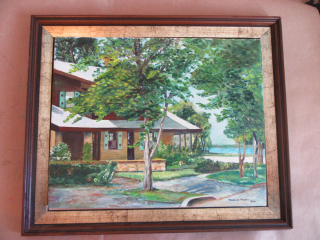 Vintage Oil Painting On Canvas, West Island House, Signed/Dated dans Art et objets de collection  à Ouest de l’Île - Image 4