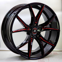 20" GLOSS BLACK W/RED $1290/ Set - Armed Strike Wheels