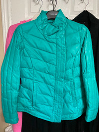 DANIER sz Medium turquoise leather down filled puffer jacket