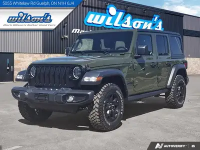 Come see this certified 2023 Jeep Wrangler Willys 4X4 | 3.6L | 6-Speed Manual | Heated Wheel + Seats...