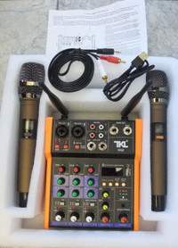 Dual cordless microphone sound mixer blue tooth