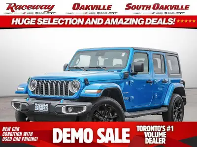 2024 JEEP WRANGLER SAHARA 4XE Hydro Blue Pearl Black Cloth Bucket Seats 2L Turbo Apple Carplay Googl...