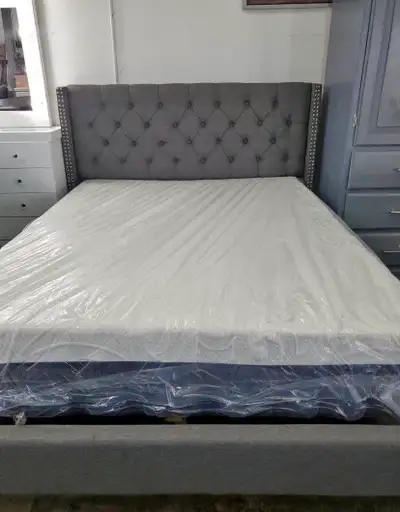 Contemporary Fabric Bed Frame, View more