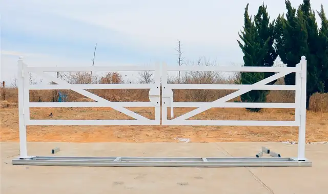 20 FT Farm Driveway Gate White Heavy-Duty Wrought Iron TM18NCW63234912206851121
