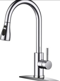 FORIOUS Kitchen Faucet with Pull Down Sprayer Chrome, High Arc S