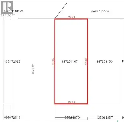 Vacant lot for sale in a great town of Nipawin, SK! Zone R2 – (Residential District – detached home/...