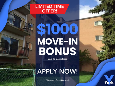 LIMITED TIME OFFER - VALID UNTIL MARCH 2026 ONLY! Get a $1,000 Move-in-Bonus on a 13 month lease! Te...