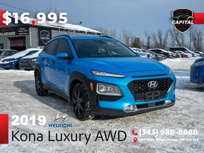 MUST-SEE! 2019 Hyundai Kona Luxury AWD Exterior: Blue Trim: Kona Luxury Seating: 5-Passenger Transmi...