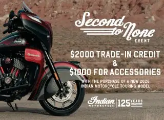 Promotion Details $2000 Trade-In Credit & $1,000 in accessories with the purchase of a New 2026 Indi...