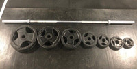 Rubber Grip Plate Set & Olympic Bar