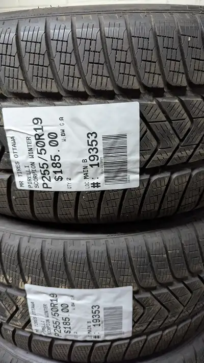 PAIR OF 2X P255/50R19 255/50/19 PIRELLI SCORPION WINTER TAG # 19353 ** Please read details below **...