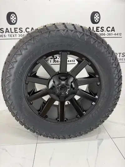 set of four 35x 12.5x 20 Amp attack all terrain tires on 20 inch Fuel Contra rims - FREE / Cheap Shi...
