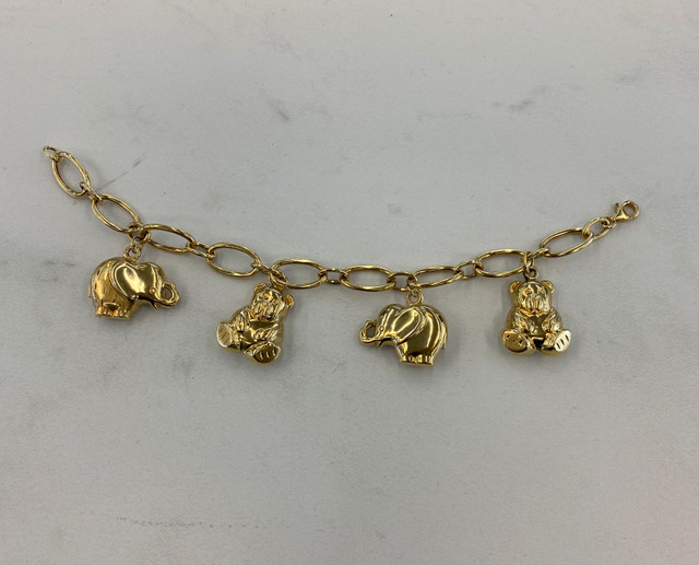 18K Gold Oversized Charm Bracelet w/Bear & Elephant Charms in Jewellery & Watches in City of Toronto