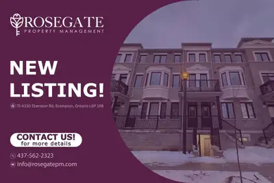 Spacious 3-Bedroom, 2.5-Bathroom Townhome with Parking & Juliet Balcony in Brampton Welcome to 75-43...