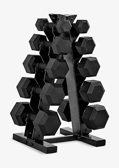 CAP Dumbbell & Rack Set - Rubber Coated Hex, 150 lb, View more