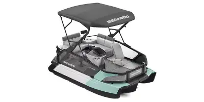 NEW 2026 Sea-doo Switch Sport Compact in neo mint. This compact full width Pontoon features the Rota...