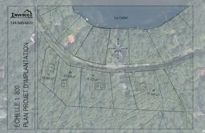 Terrains de 16 000 pieds carrés et plus dans le secteur de Blue Hill’s à Morin-Heights accessible pa...