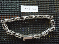 925 Sterling Silver 8.25"L Chain Bracelet 1/4"W Mexico 34 Grams