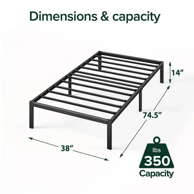 BNIB PRICE IS FIRM - Zinus Twin Bed Frame - Elias 14 Inch Metal. in Bedding in City of Toronto - Image 3