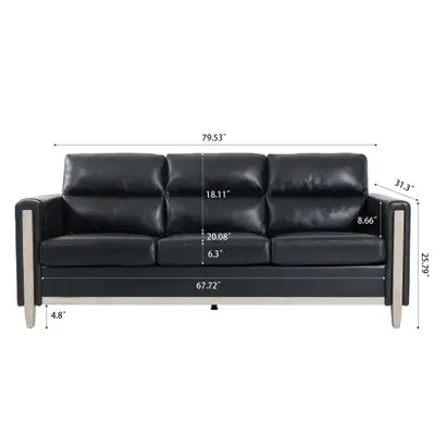 Comfortable 79.5″ Solid Wood Three-Seater Sofa – 9520A60MID9, View more