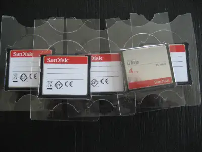 5 BRAND NEW sandisk 4gb cf cards make a resonable offer still for sale if ad appears