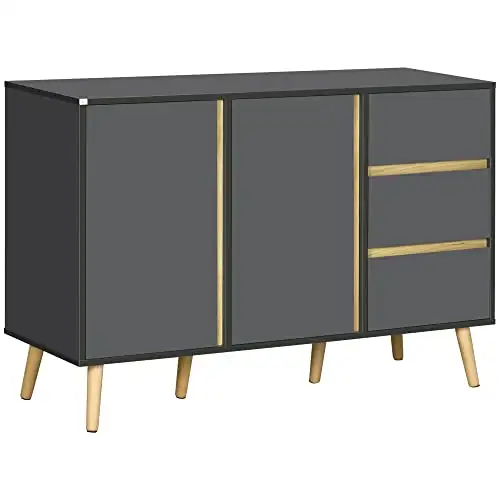 HOMCOM Sideboard Buffet Cabinet - Dark Grey, 3 Drawers 2 Doors in Hutches & Display Cabinets in City of Toronto - Image 5