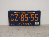 Vintage 1973 Alberta License Plate CZ 85 55 Canadian Blue Orange