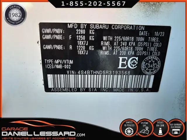 Subaru Outback XT LIMITED AWD CUIR TOIT GPS MAG 18" EYESIGHT 202 in Cars & Trucks in St-Georges-de-Beauce - Image 25