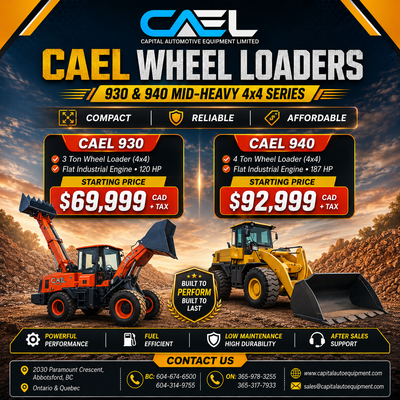 Finance !New CAEL Wheel Loaders — 930 & 940 certified warranty 69,999 Certified • Warranty • Finance...