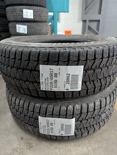PAIR OF 2X P225/65R17 225/65/17 BRIDGESTONE BLIZZAK WS90 TAG # 20862 ** Please read details below **...