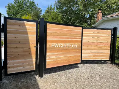 Wrought iron metal steel/modern driveway gates, entry gates, in shop welding, window well grates, mo...