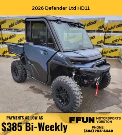 PRICE DOES NOT INCLUDE PDI/ FFUN ADVANTAGE/ TAXES 2026 Can-Am Defender Limited HD11The Defender Limi...