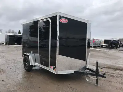 IRON LITE SERIES 6' X 10' SINGLE AXLE CARGO TRAILER WITH REAR RAMP DOOR AND POLYCORE UPGRADES! Unloc...