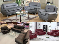 "Complete Leather Living Room Set with Free Shipping"