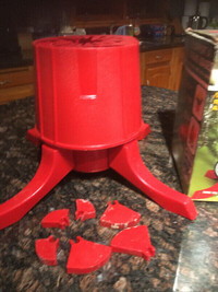 Red Christmas Tree Stand PVC sturdy Water storage removable legs