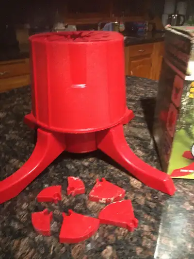 Red Christmas Tree Stand PVC sturdy Water storage removable legs, View more
