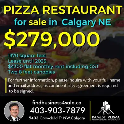PL145 Pizza restaurant in NE Calgary PL248 MLSA2141607 Bakery/Sweets/Pizza/Take out PL355 A2251764 P...