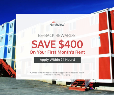 Current Promotions: Be-Back Rewards: Bring your application within 24 hours of viewing and get $400...