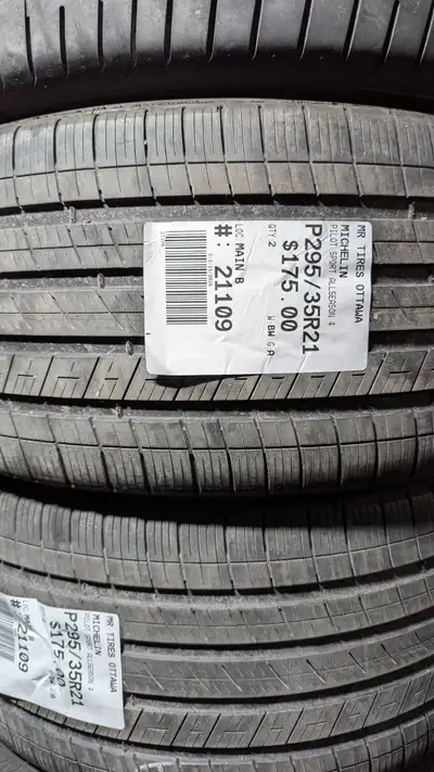 PAIR OF 2X MICHELIN PILOT SPORT ALL SEASON TAG # 21109 Size: 295/35/21 295/35/21 Excellent condition...