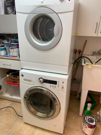 24"  Whirlpool dryer + As is GE Washer - stackable