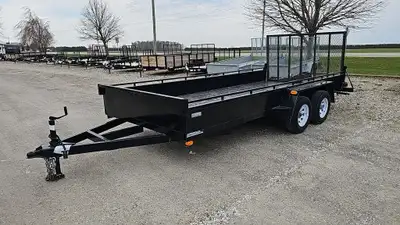 Width: 6' 6in. Length: 16' Height: 15in. Sides GVWR: 3150KG/6945LBS Axle Type: Tandem Frame: Steel T...