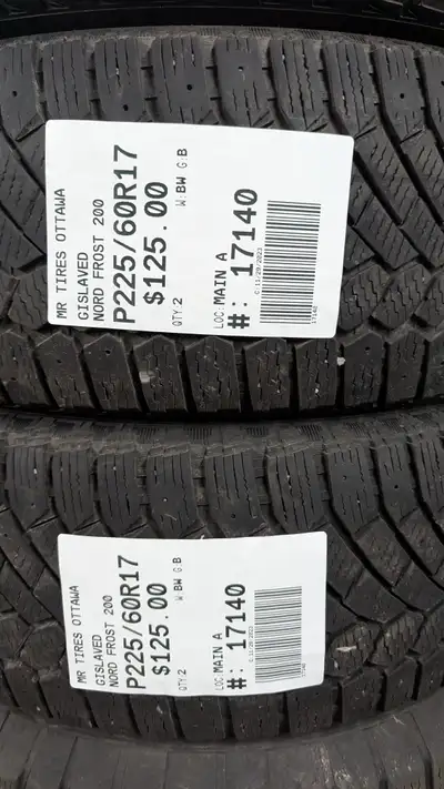 PAIR OF 2X P225/60R17 225/60/17 GISLAVED NORD FROST 200 TAG # 17140 Used tires in excellent Conditio...