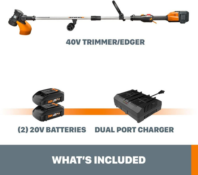 WORX WG184 40V (2.0Ah) 13" Cordless Grass Trimmer/Edger with in- in Lawnmowers & Leaf Blowers in Oakville / Halton Region - Image 3